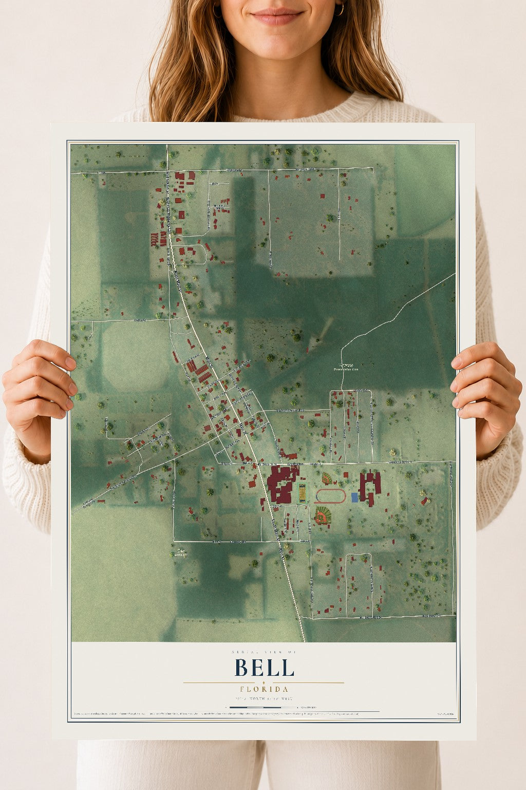 Bell, Florida map print, 18" x 24" Archival Matte Print mockup