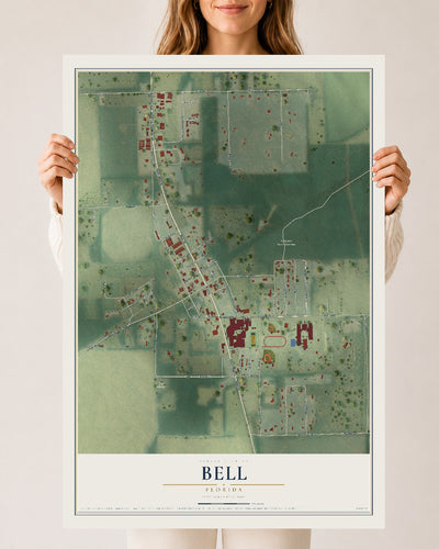 Bell, Florida map print, 24" x 36" Archival Matte Print mockup