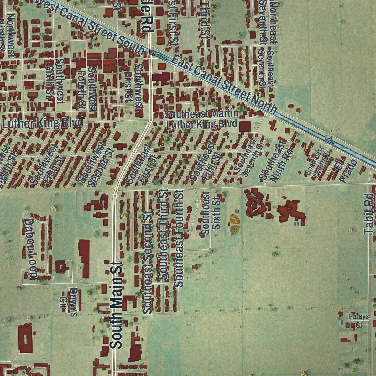 Close-up 1 of the Belle Glade, Florida map artwork