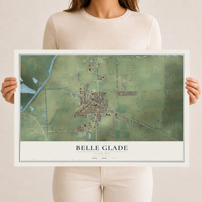Belle Glade, Florida map print, 12" x 18" Archival Matte Print mockup