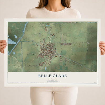 Belle Glade, Florida map print, 18" x 24" Archival Matte Print mockup