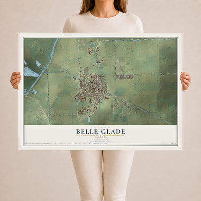 Belle Glade, Florida map print, 24" x 36" Archival Matte Print mockup