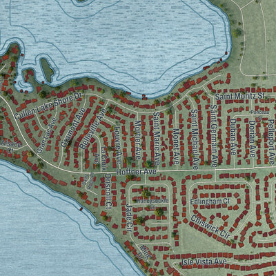 Close-up 1 of the Belle Isle, Florida map artwork