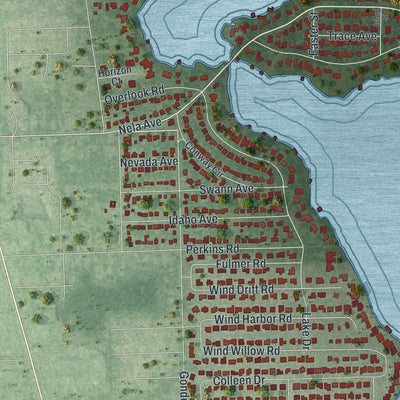 Close-up 2 of the Belle Isle, Florida map artwork
