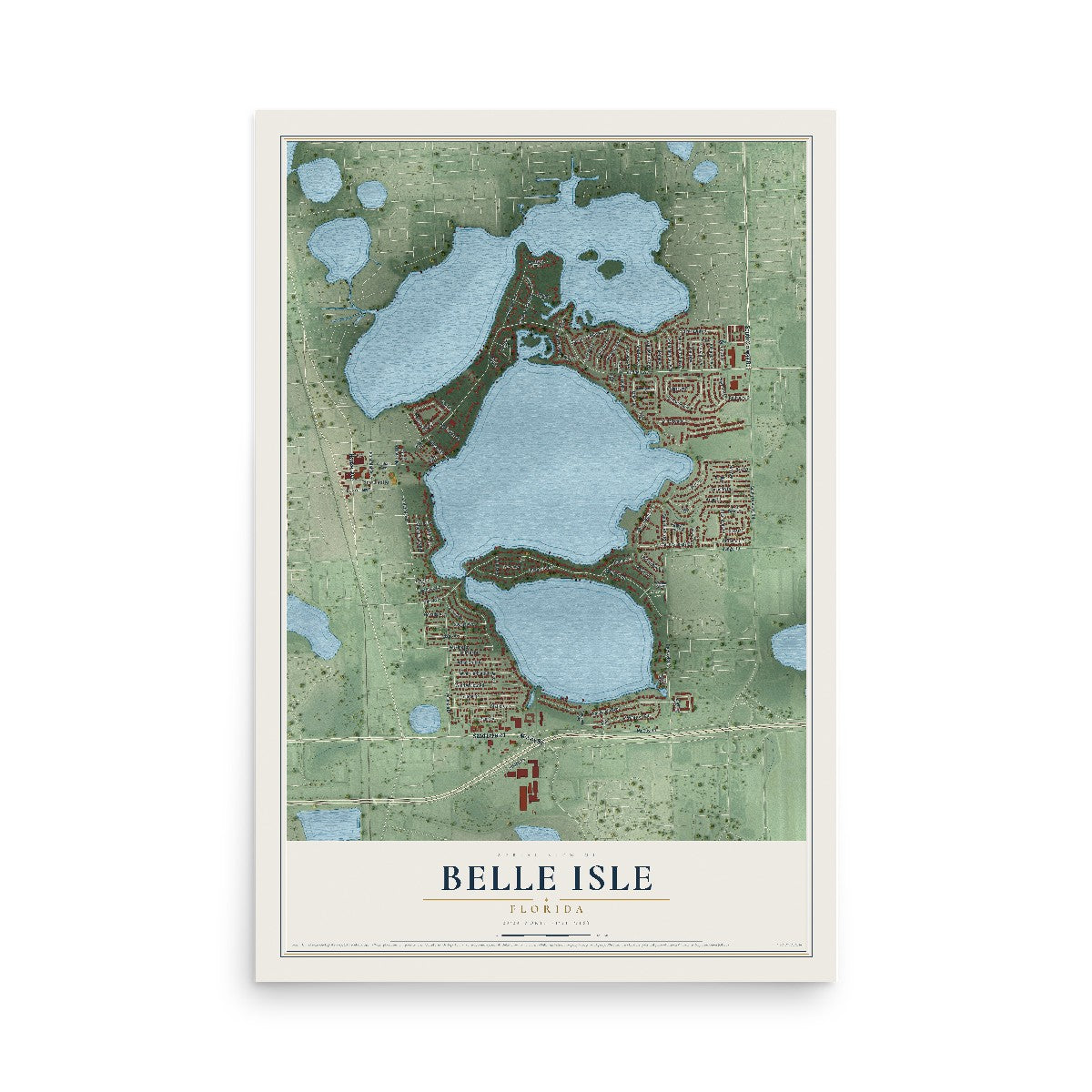 Belle Isle, Florida map print, 12" x 18" Archival Matte Print mockup