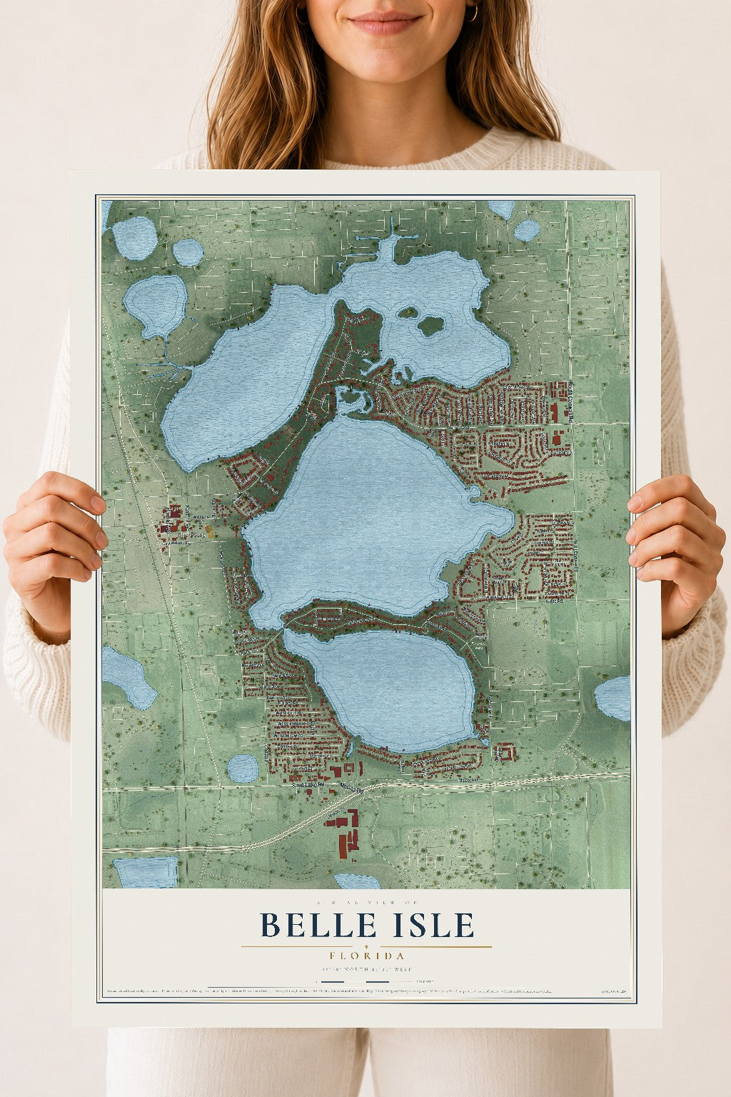 Belle Isle, Florida map print, 18" x 24" Archival Matte Print mockup