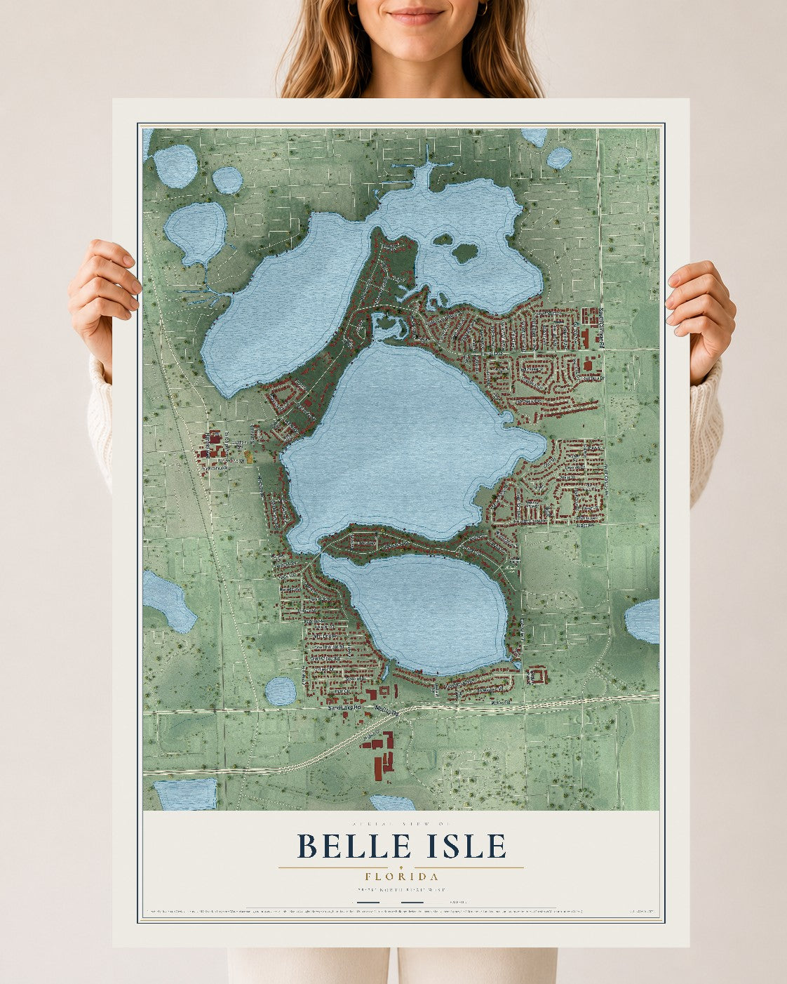 Belle Isle, Florida map print, 24" x 36" Archival Matte Print mockup