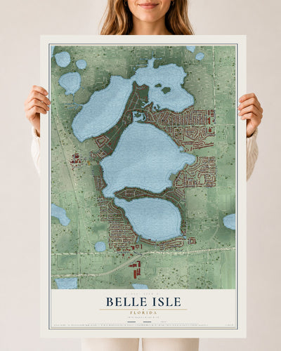 Belle Isle, Florida map print, 24" x 36" Archival Matte Print mockup