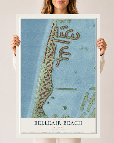 Belleair Beach, Florida map print, 24" x 36" Archival Matte Print mockup