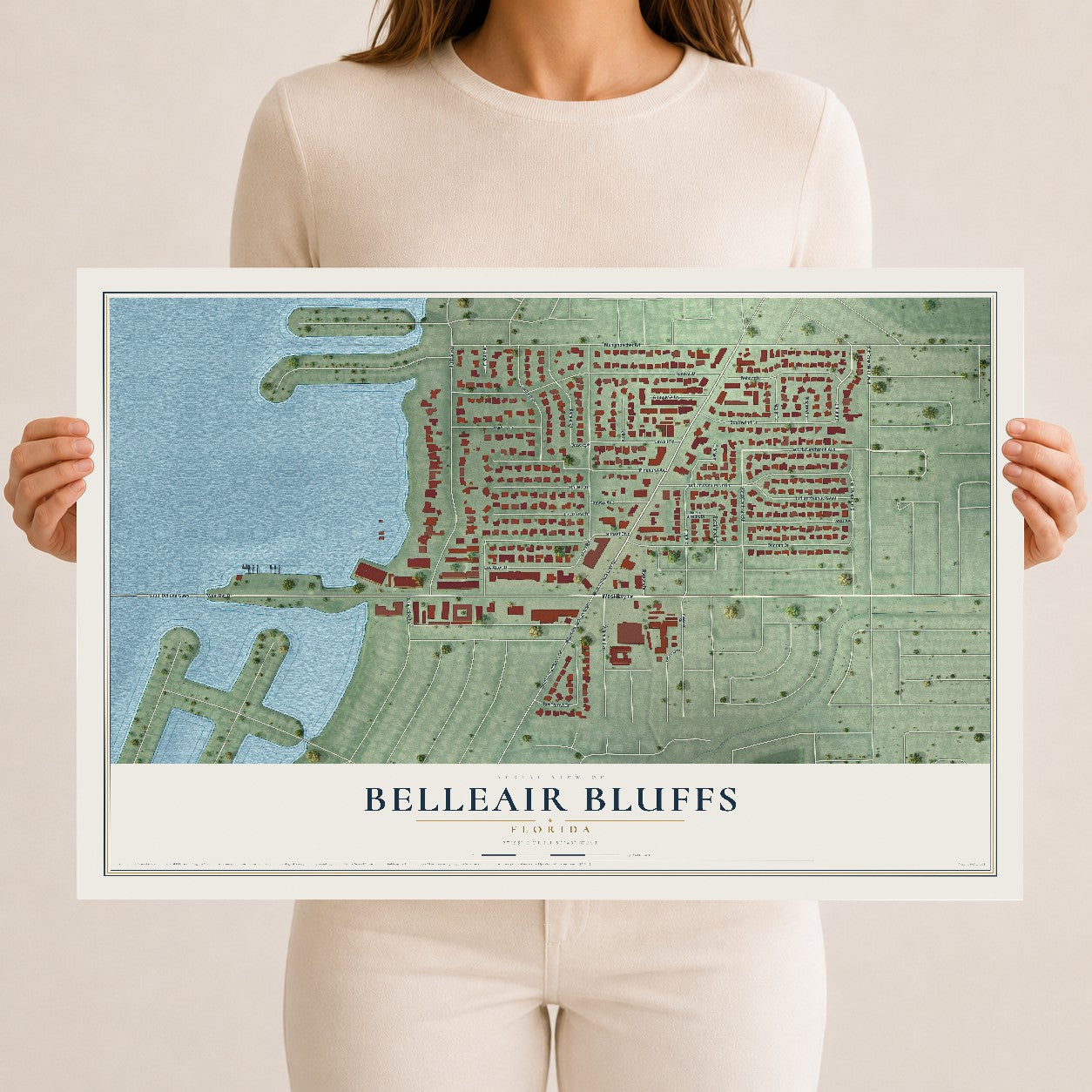 Belleair Bluffs, Florida map print, 12" x 18" Archival Matte Print mockup