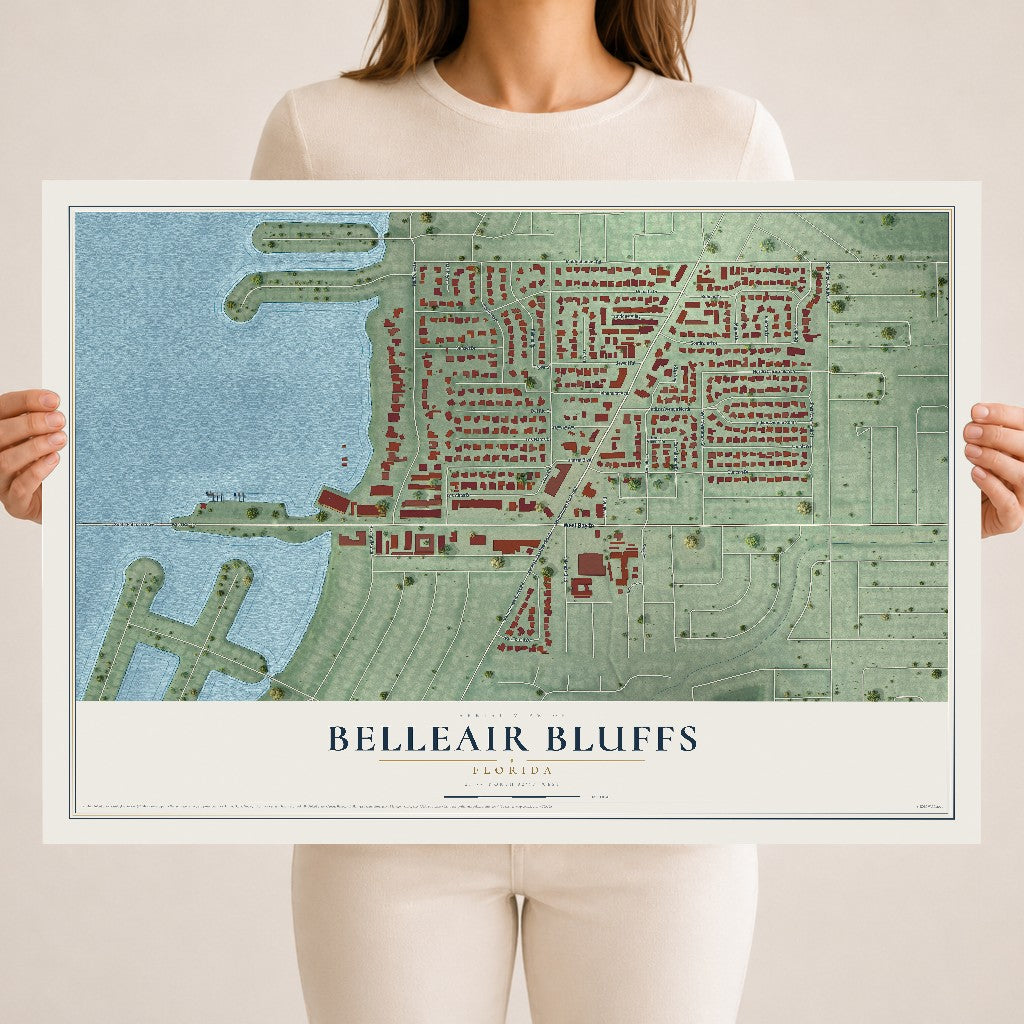 Belleair Bluffs, Florida map print, 18" x 24" Archival Matte Print mockup