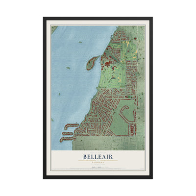Belleair, Florida map print, 12" x 18" W/ Black Ayous Wood Frame mockup