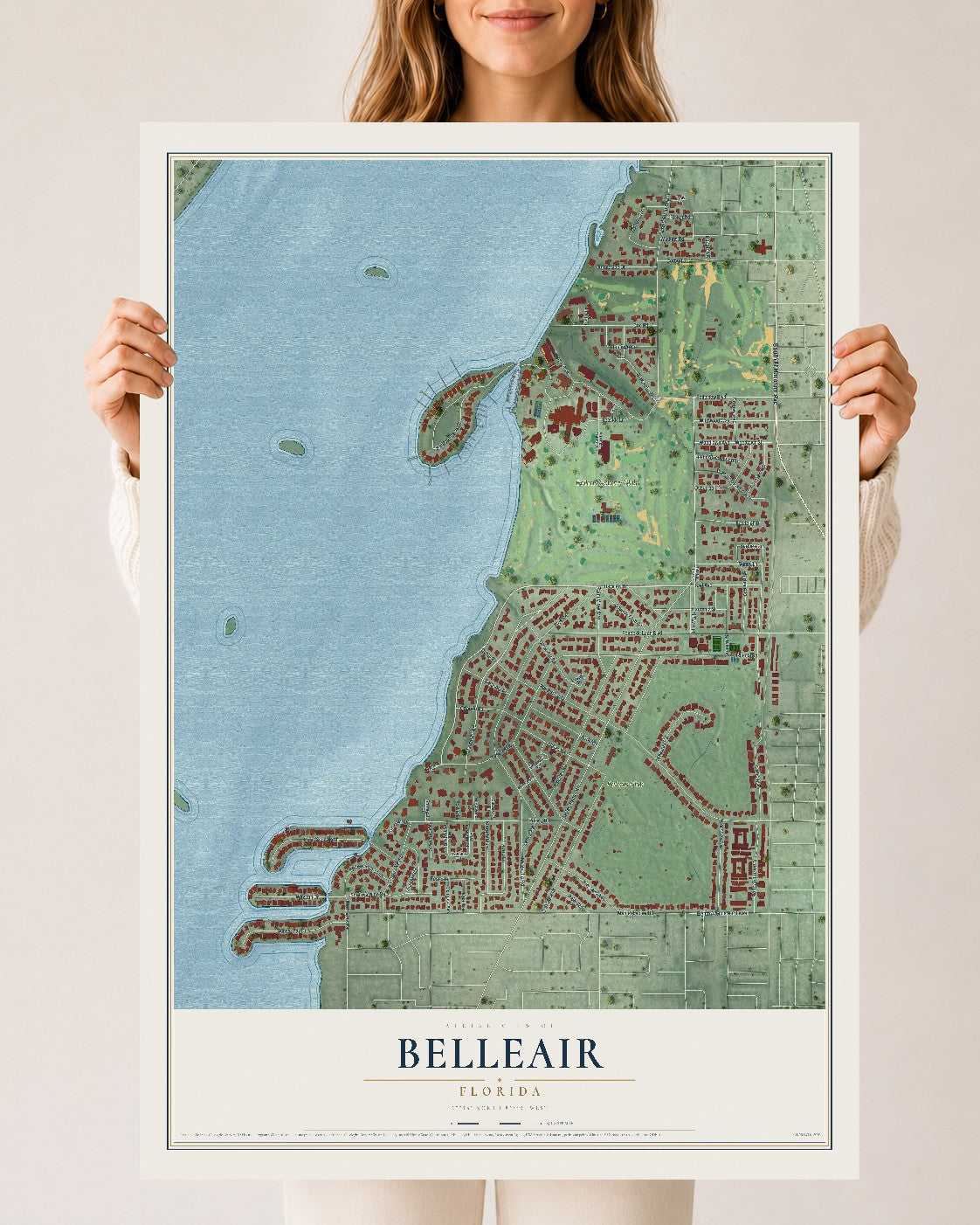 Belleair, Florida map print, 24" x 36" Archival Matte Print mockup