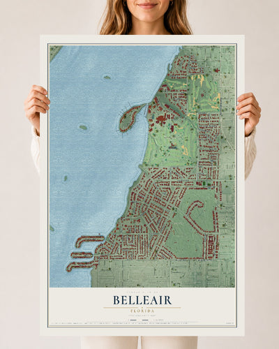 Belleair, Florida map print, 24" x 36" Archival Matte Print mockup
