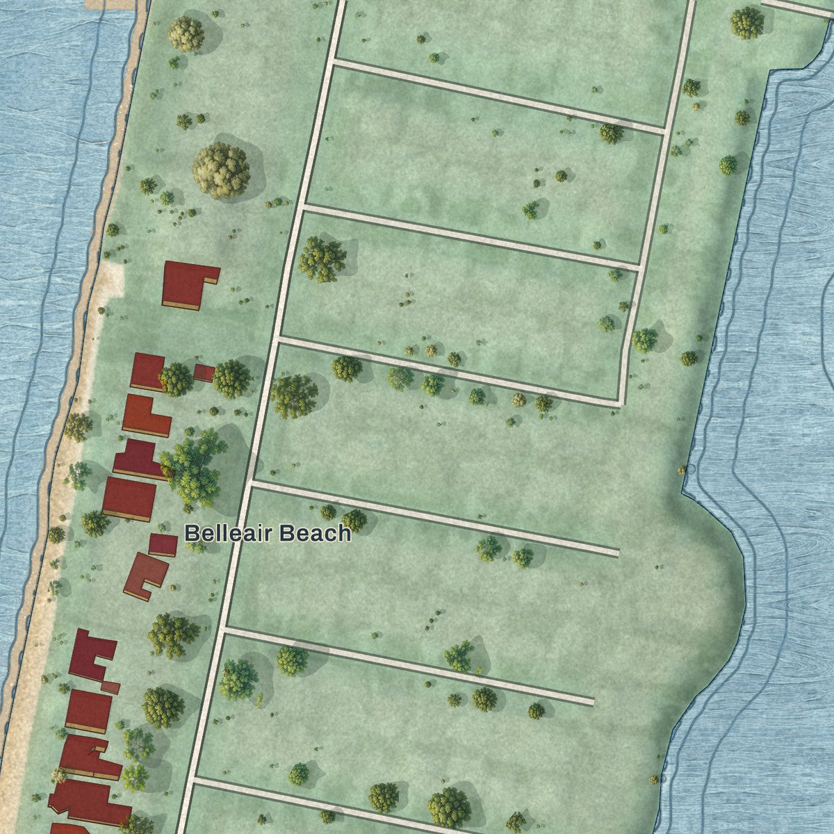 Close-up 2 of the Belleair Shore, Florida map artwork