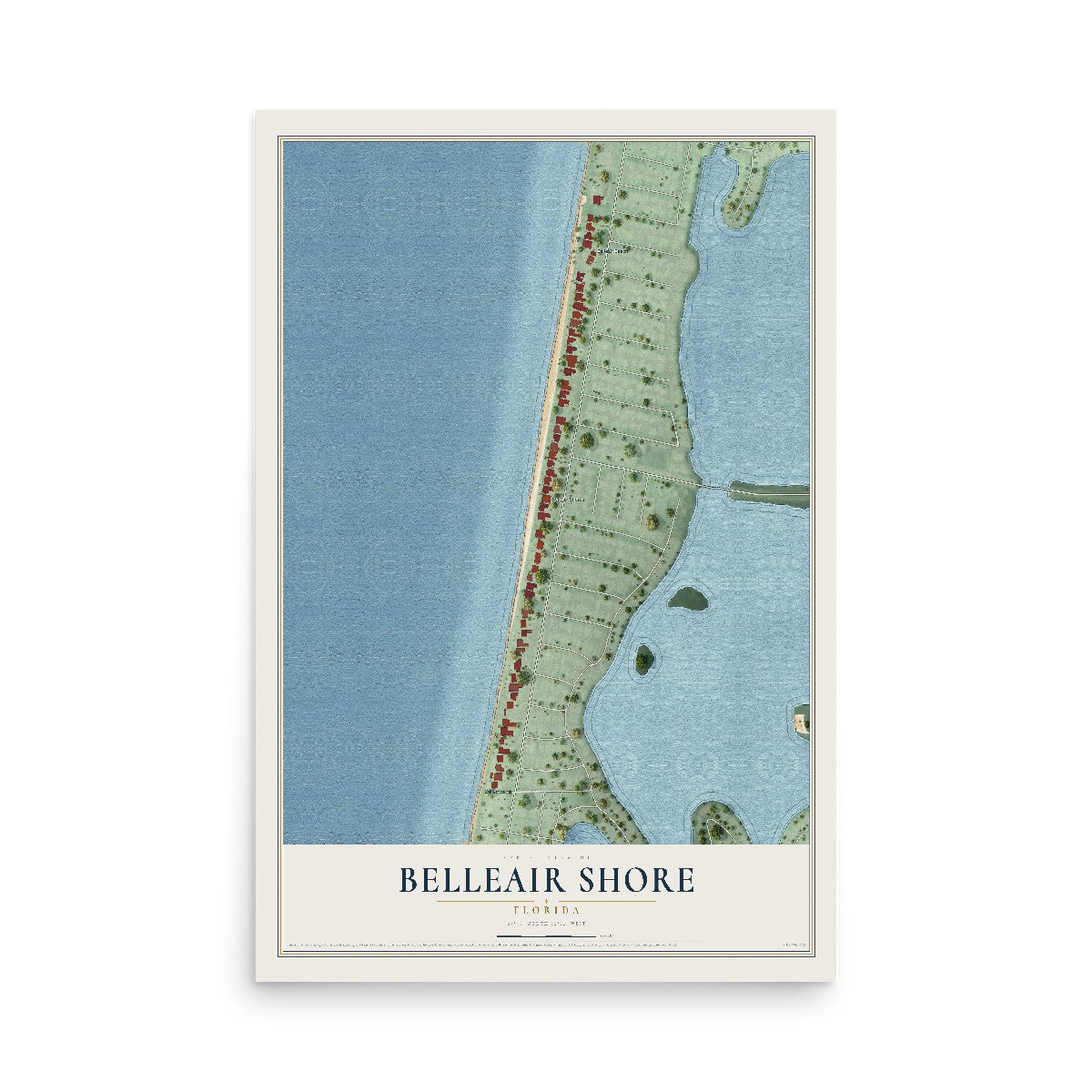 Belleair Shore, Florida map print, 12" x 18" Archival Matte Print mockup