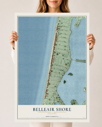 Belleair Shore, Florida map print, 24" x 36" Archival Matte Print mockup