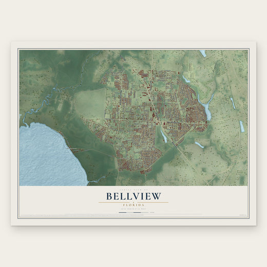Bellview, Florida map print, the full design