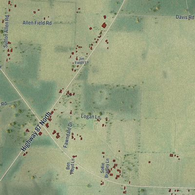 Close-up of the map of Berrydale, Florida print showing street and building detail