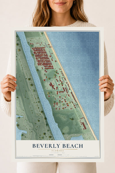 Beverly Beach, Florida map print, 18" x 24" Archival Matte Print mockup