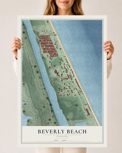 Beverly Beach, Florida map print, 24" x 36" Archival Matte Print mockup