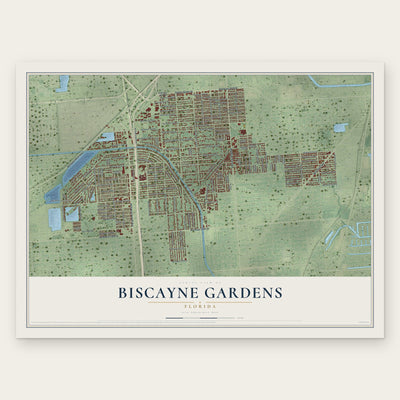 Biscayne Gardens, Florida map print, the full design
