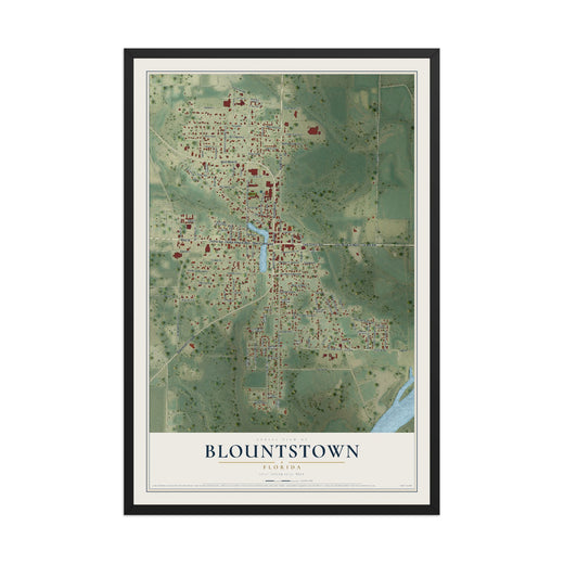 Map of Blountstown, Florida, 12 x 18 inch print in a black wood frame