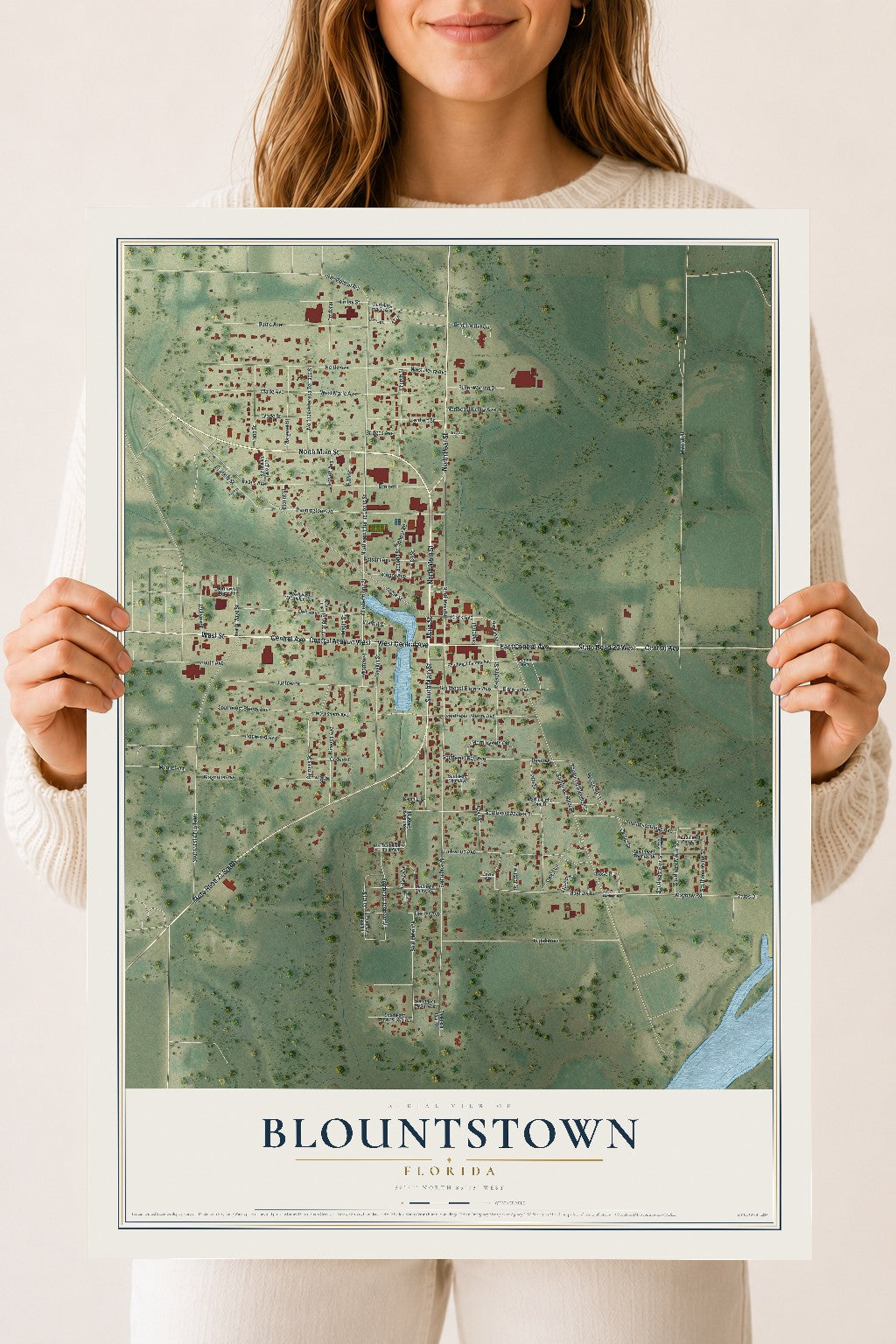 Blountstown, Florida map print, 18" x 24" Archival Matte Print mockup