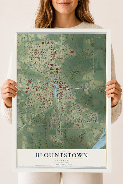 Blountstown, Florida map print, 18" x 24" Archival Matte Print mockup