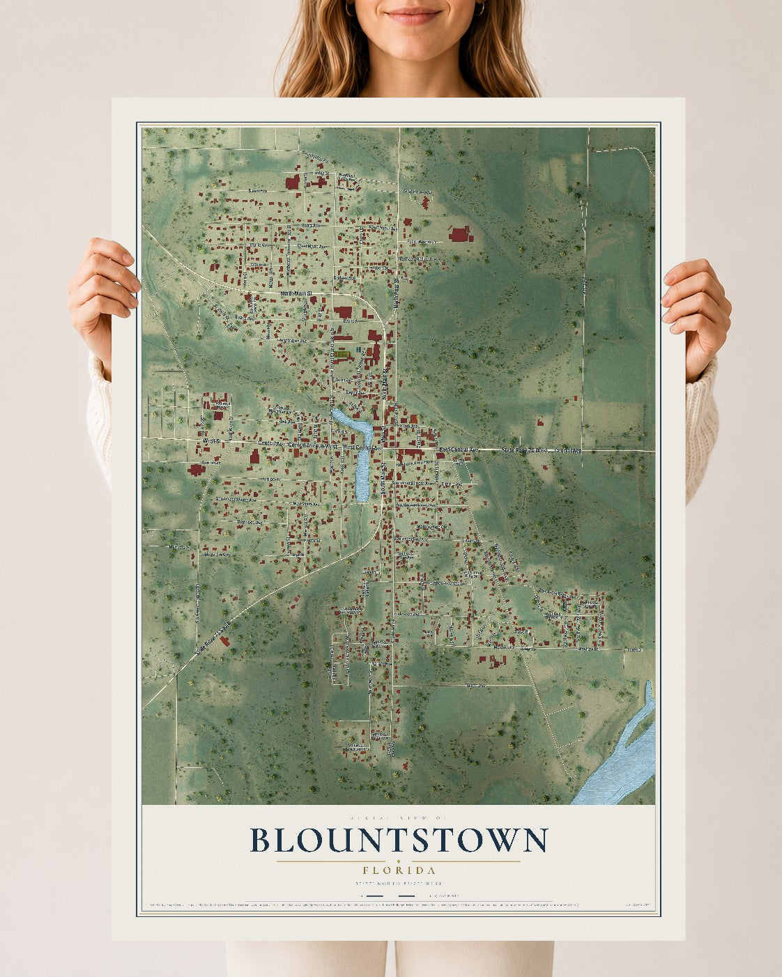 Blountstown, Florida map print, 24" x 36" Archival Matte Print mockup