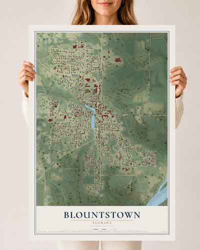 Blountstown, Florida map print, 24" x 36" Archival Matte Print mockup