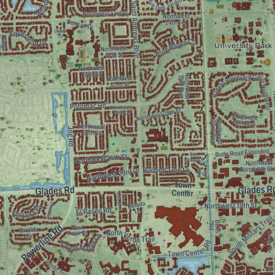 Close-up 2 of the Boca Raton, Florida map artwork