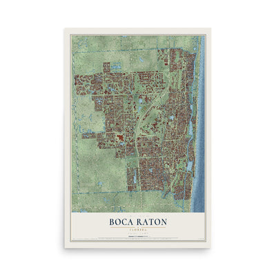 Boca Raton, Florida map print, 12" x 18" Archival Matte Print mockup