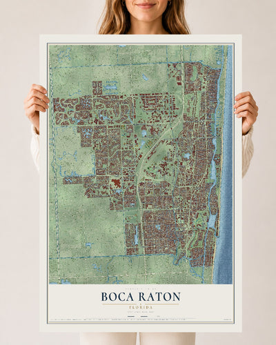 Boca Raton, Florida map print, 24" x 36" Archival Matte Print mockup