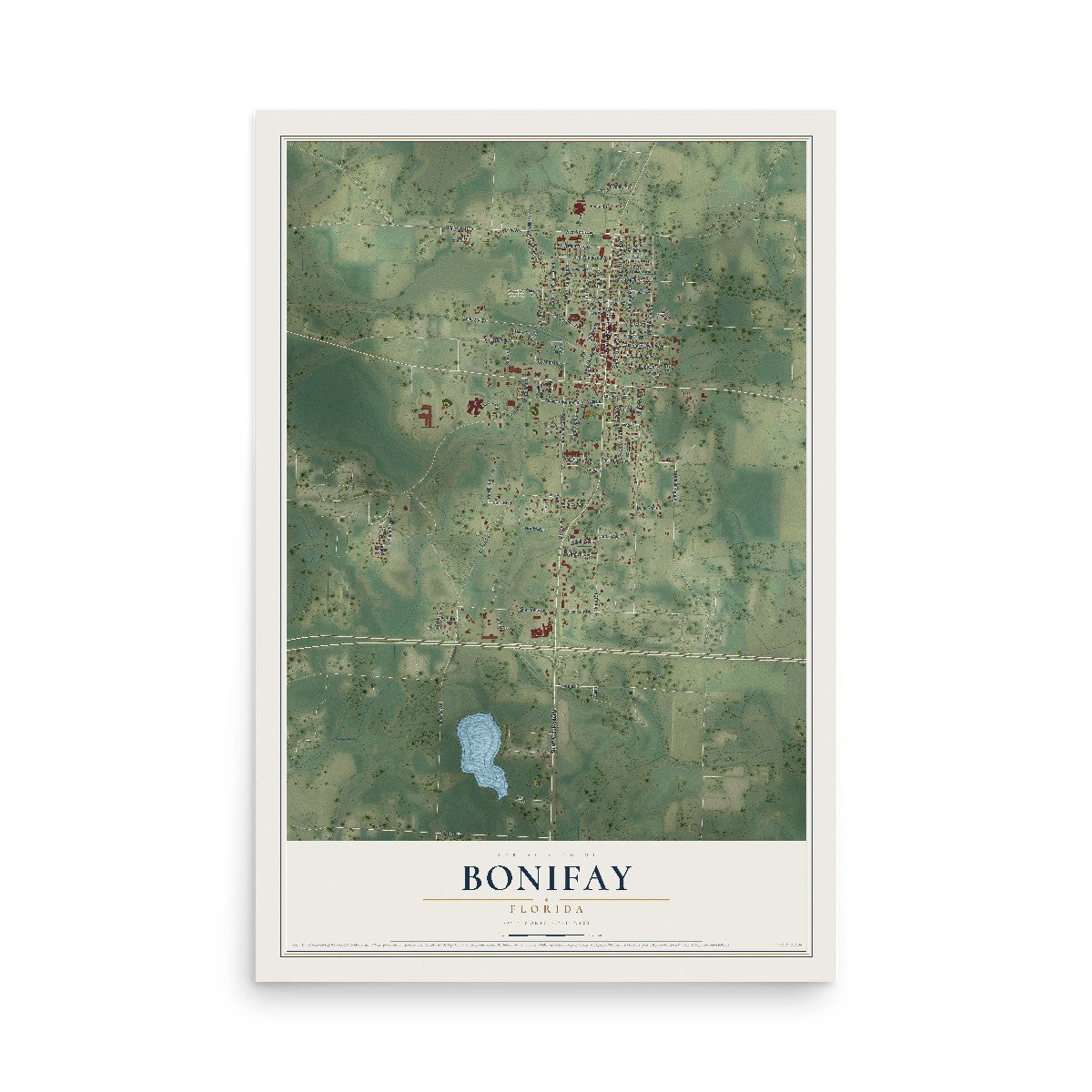 Bonifay, Florida map print, 12" x 18" Archival Matte Print mockup