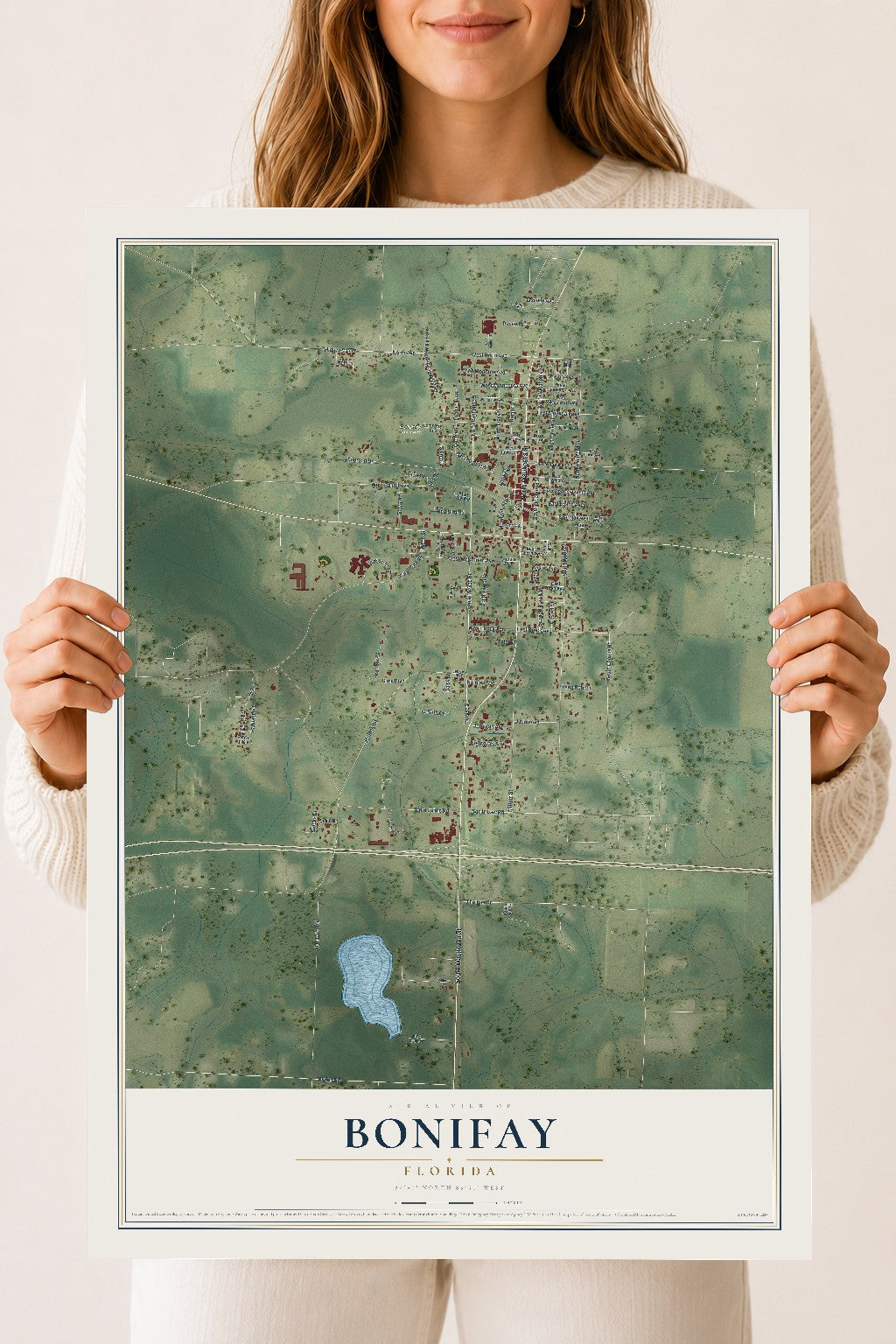 Bonifay, Florida map print, 18" x 24" Archival Matte Print mockup