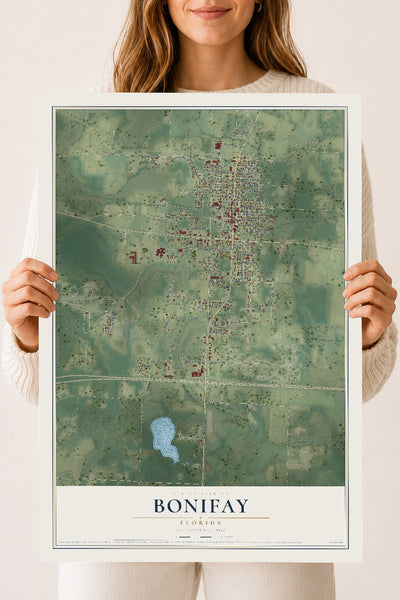 Bonifay, Florida map print, 18" x 24" Archival Matte Print mockup