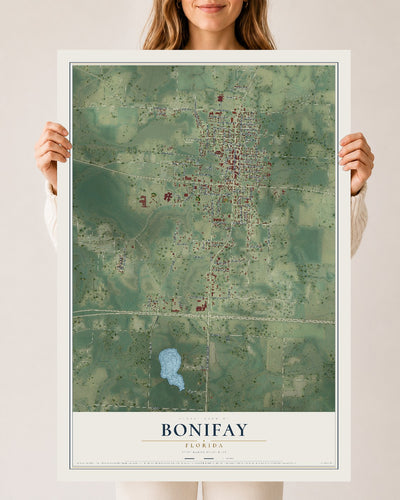 Bonifay, Florida map print, 24" x 36" Archival Matte Print mockup