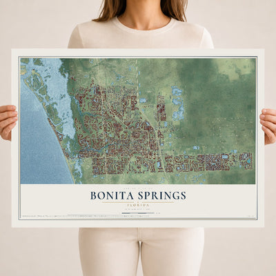 Bonita Springs, Florida map print, 18" x 24" Archival Matte Print mockup