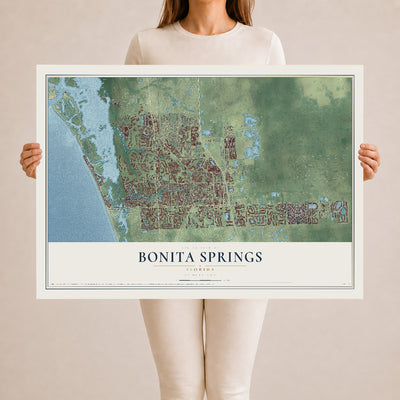 Bonita Springs, Florida map print, 24" x 36" Archival Matte Print mockup