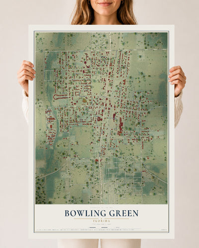 Bowling Green, Florida map print, 24" x 36" Archival Matte Print mockup