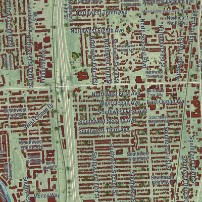 Close-up 1 of the Boynton Beach, Florida map artwork