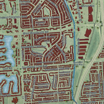 Close-up 2 of the Boynton Beach, Florida map artwork