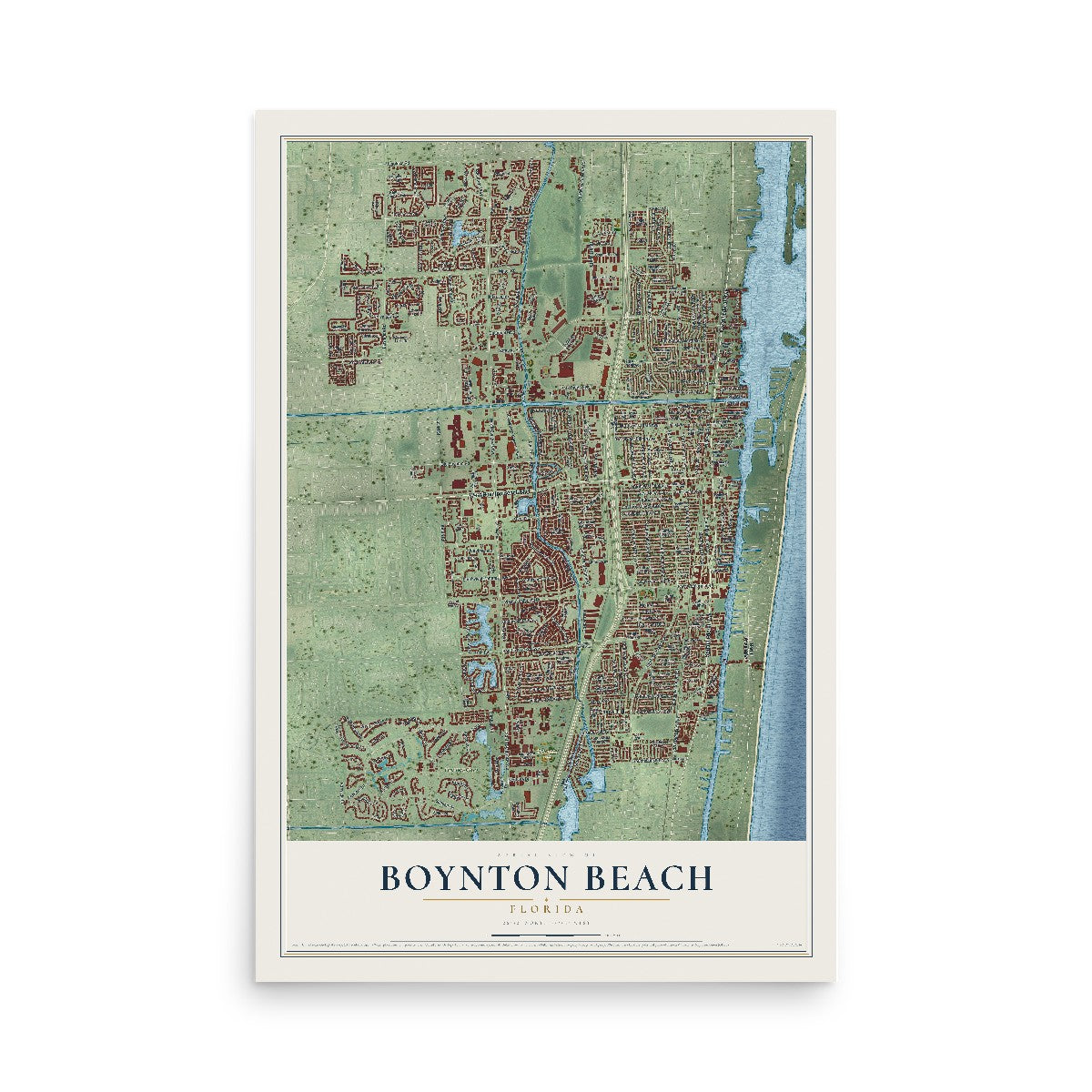 Boynton Beach, Florida map print, 12" x 18" Archival Matte Print mockup