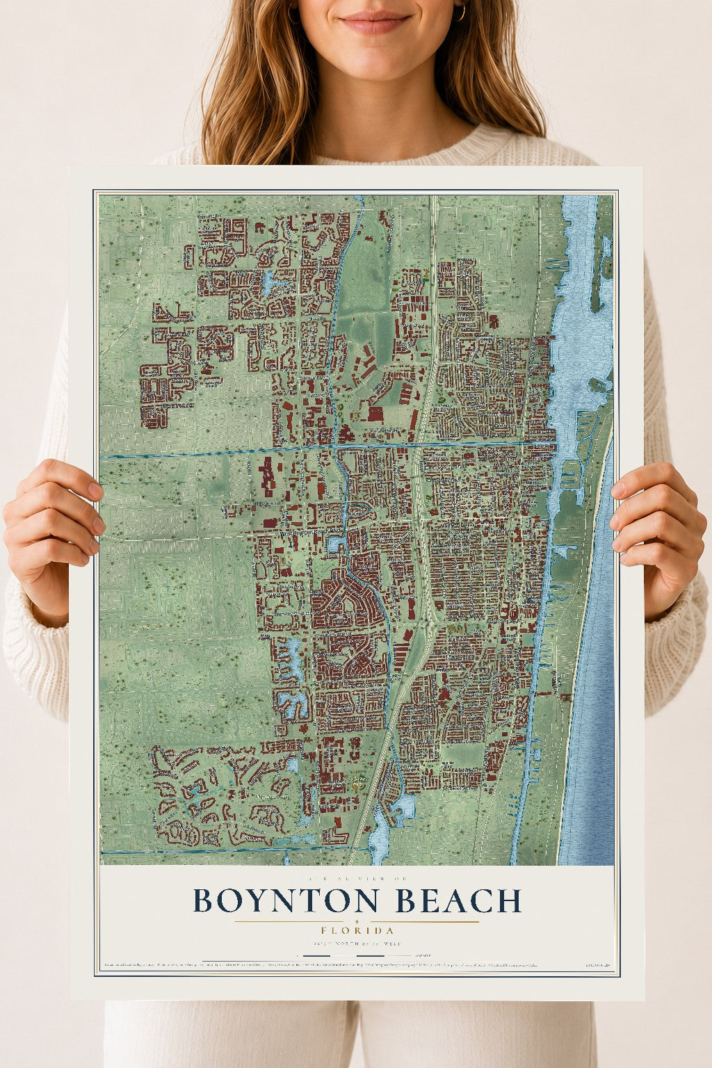 Boynton Beach, Florida map print, 18" x 24" Archival Matte Print mockup