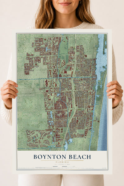 Boynton Beach, Florida map print, 18" x 24" Archival Matte Print mockup