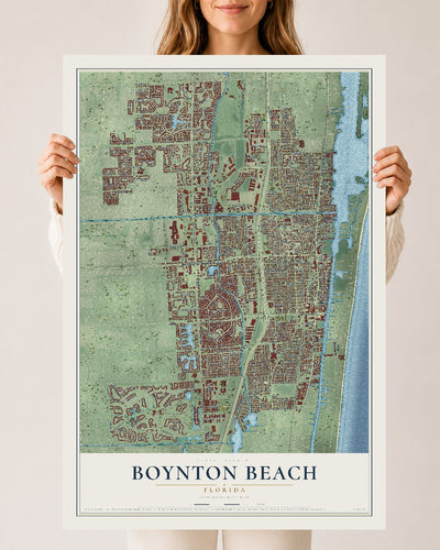 Boynton Beach, Florida map print, 24" x 36" Archival Matte Print mockup