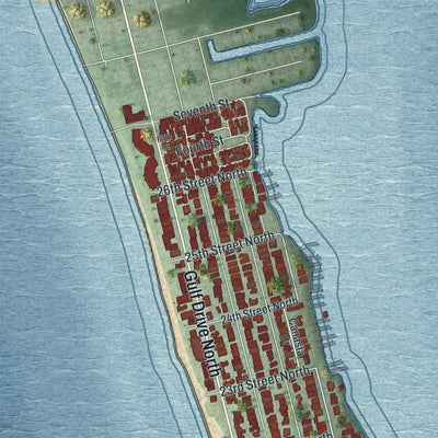 Close-up 1 of the Bradenton Beach, Florida map artwork