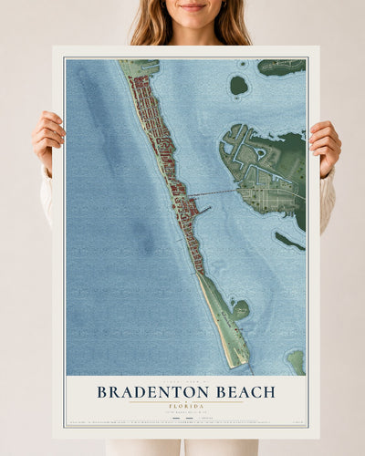 Bradenton Beach, Florida map print, 24" x 36" Archival Matte Print mockup