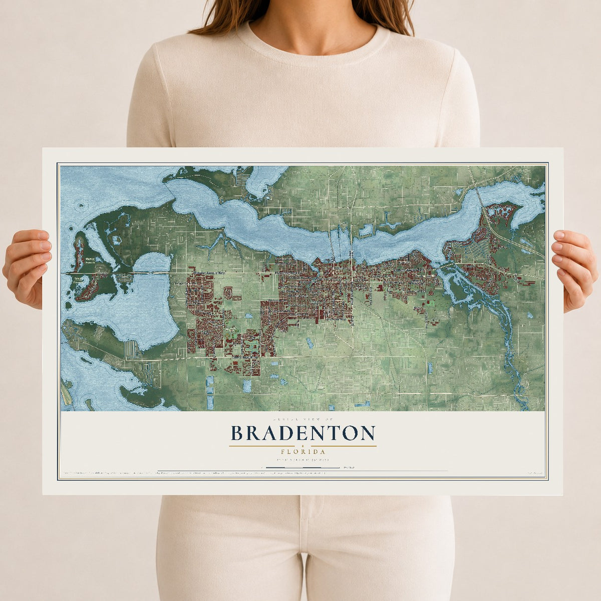 Bradenton, Florida map print, 12" x 18" Archival Matte Print mockup